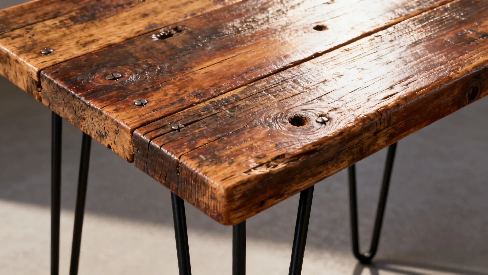 5. Reclaimed Wood Accent Table with Hairpin Legs