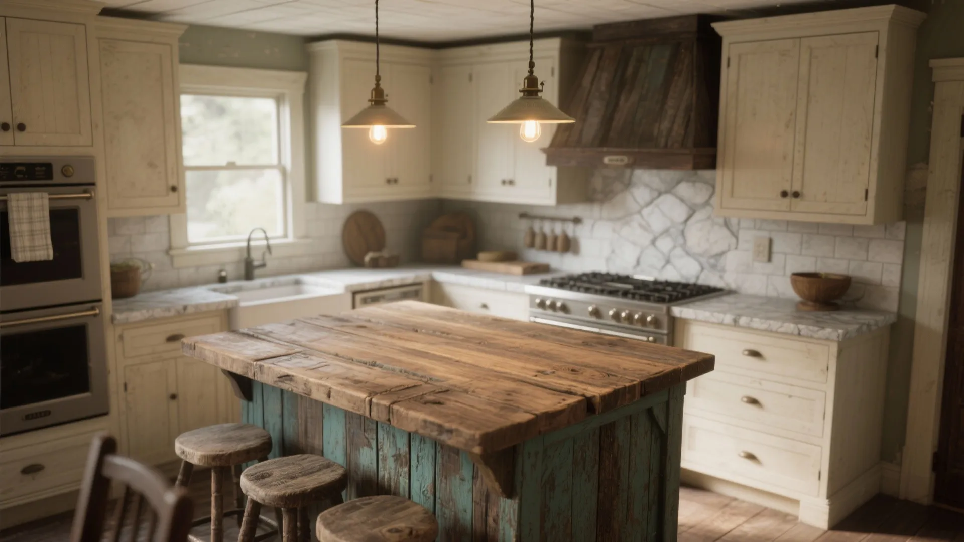 3. Reclaimed Wood Island for Warmth