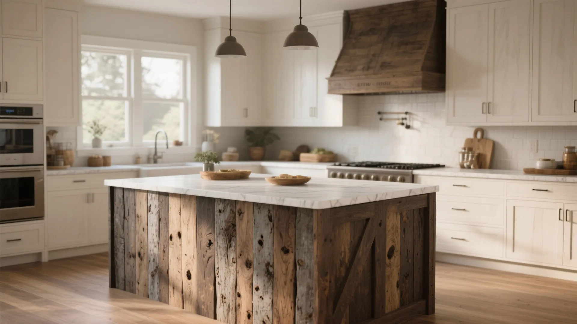 5. Contrasting Island with Reclaimed White Oak Panels