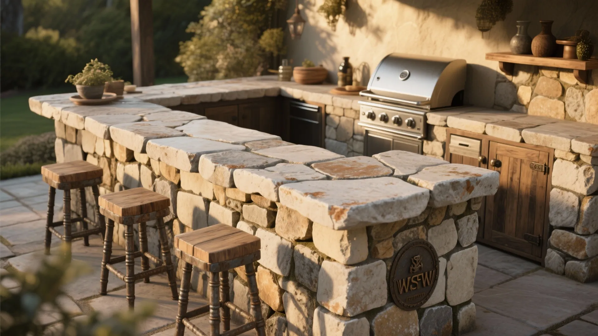 3. Reclaimed Limestone Bar: Character with a Story