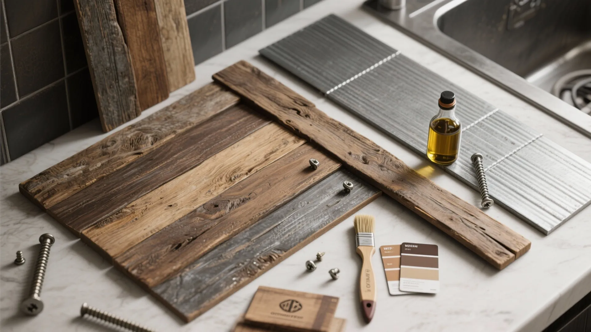 3. Reclaimed wood or salvaged metal panels