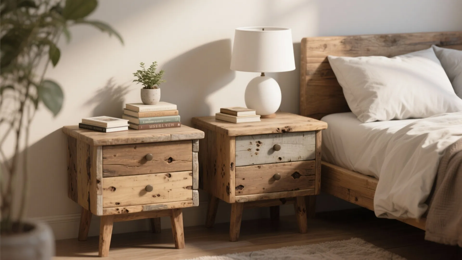 2. Reclaimed Wood Nightstands
