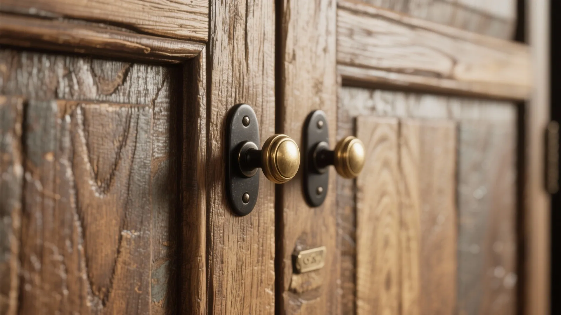 5. Reclaimed Oak and Mix-and-Match Hardware for Character
