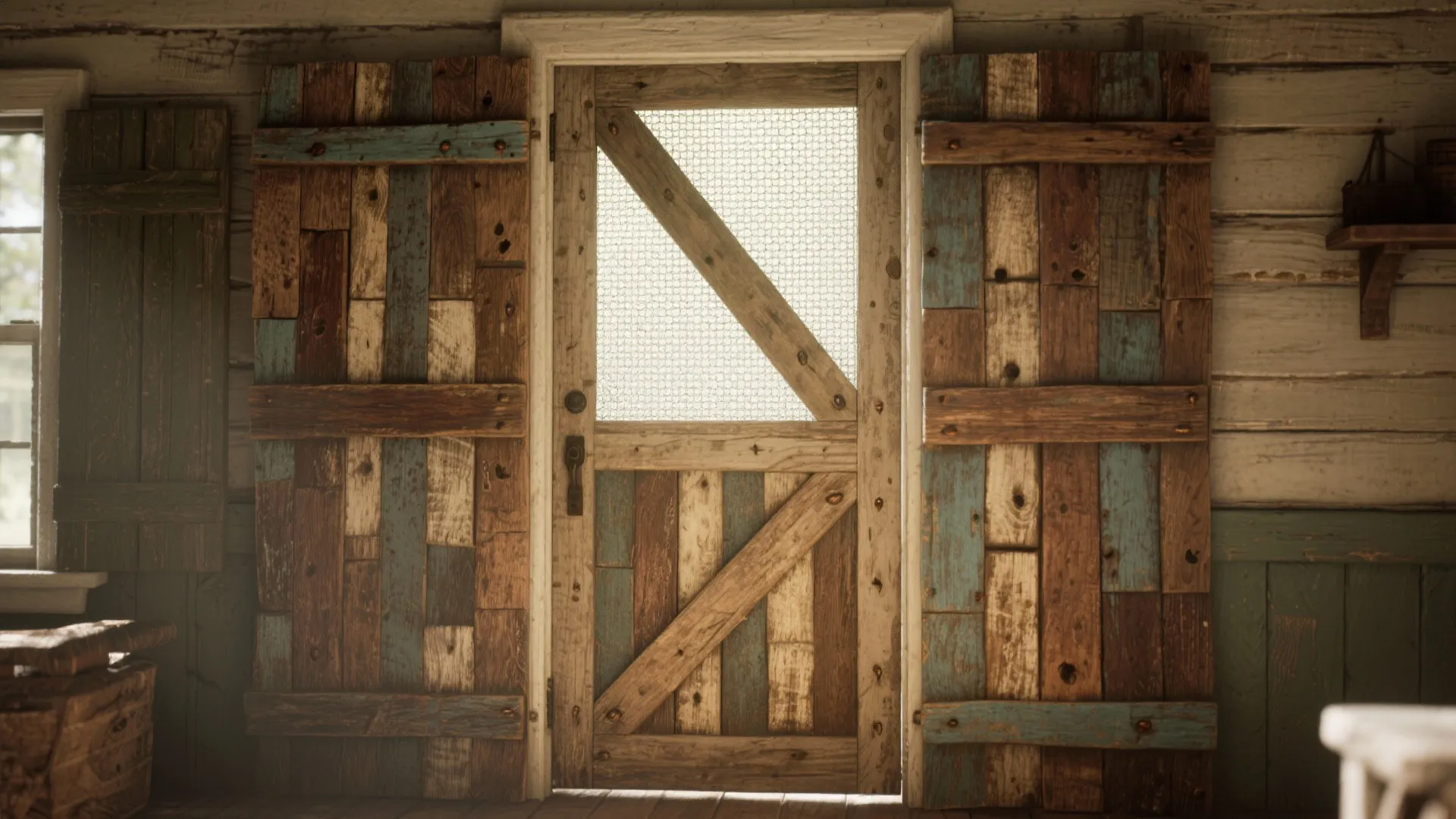 5. Reclaimed wood patchwork screen