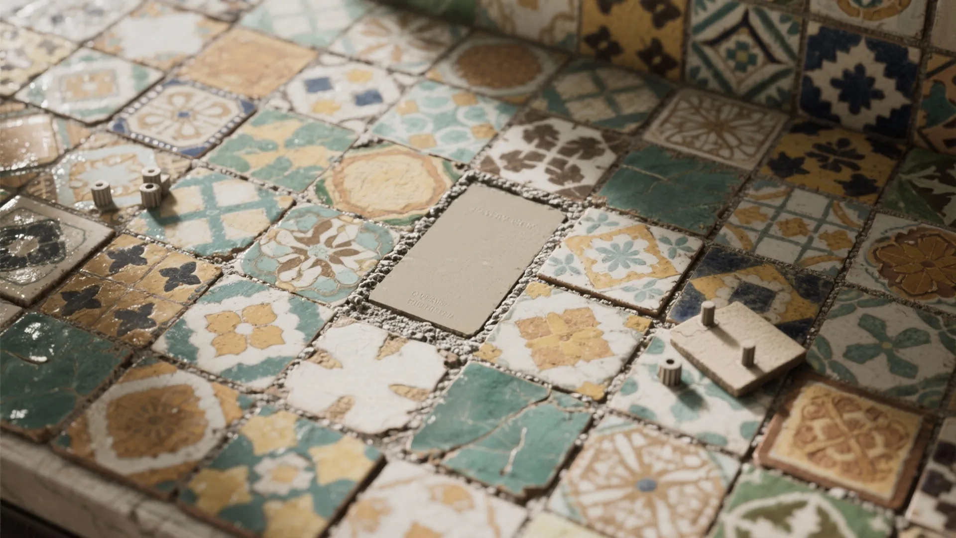 4. Reclaimed or Salvage Tile (Mixed Patterns)