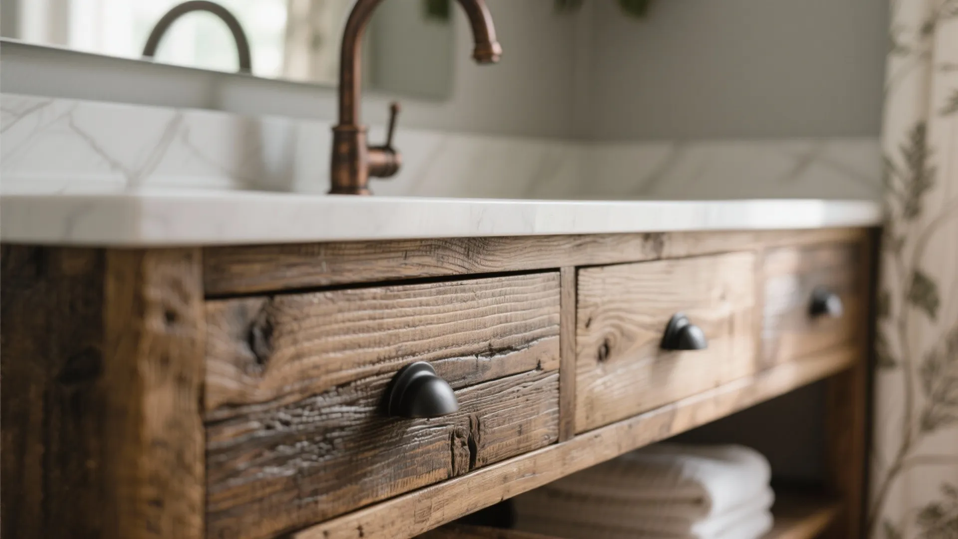 Reclaimed Wood Vanities with Matte Hardware