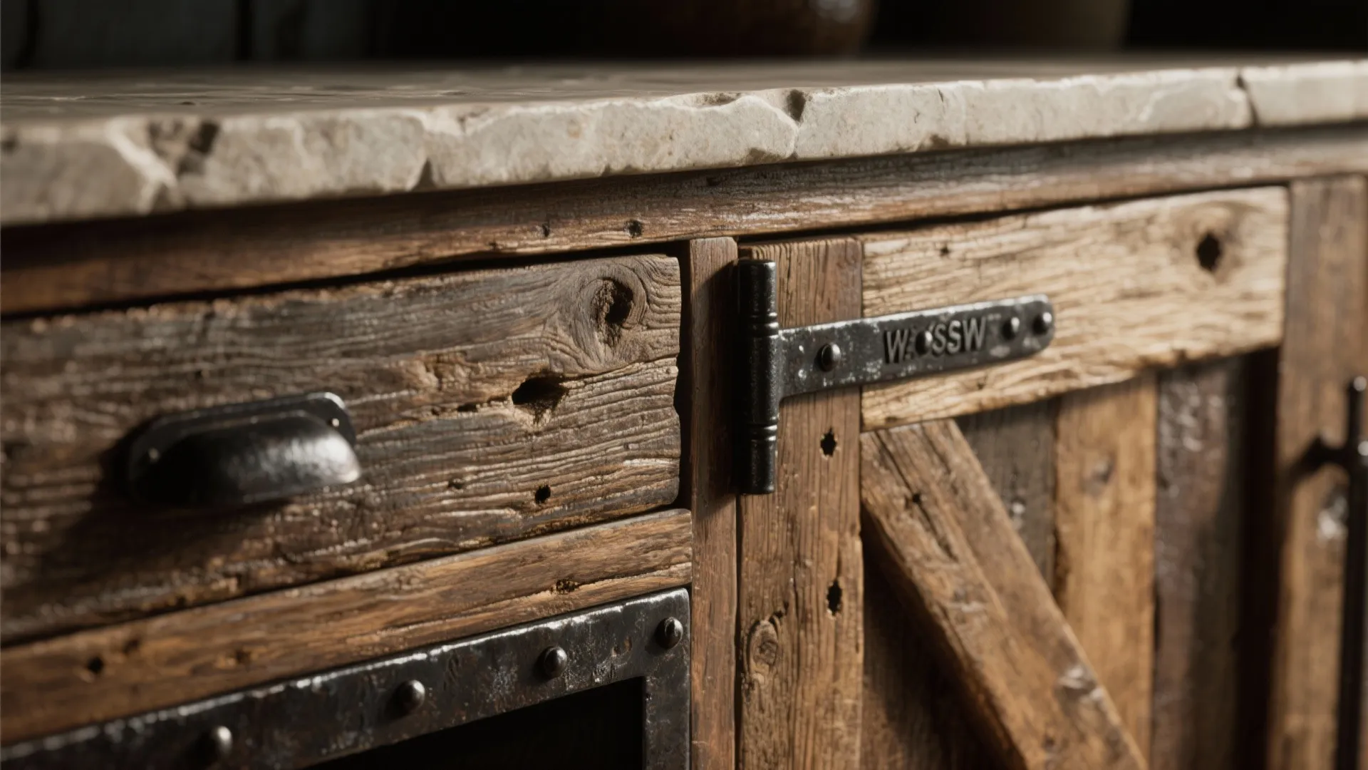 Reclaimed wood and texture layering