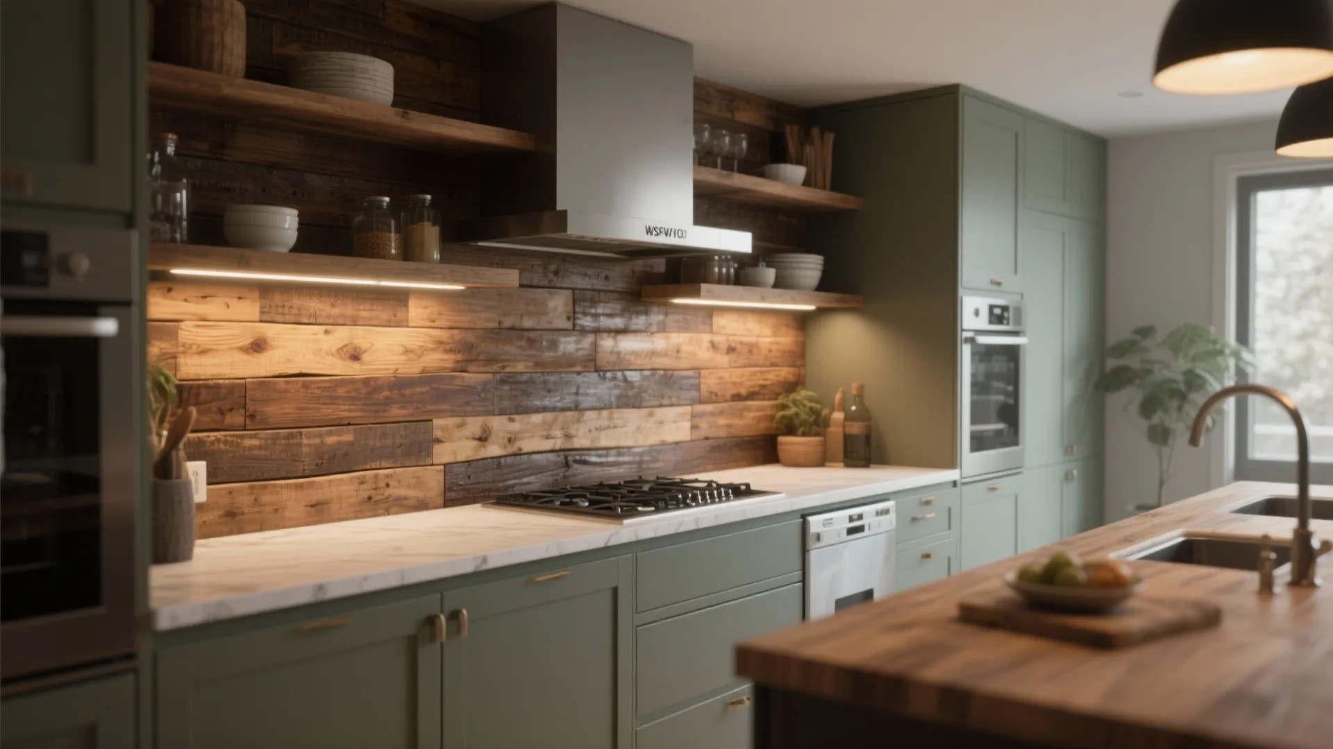 3. Reclaimed wood or butcher block accent