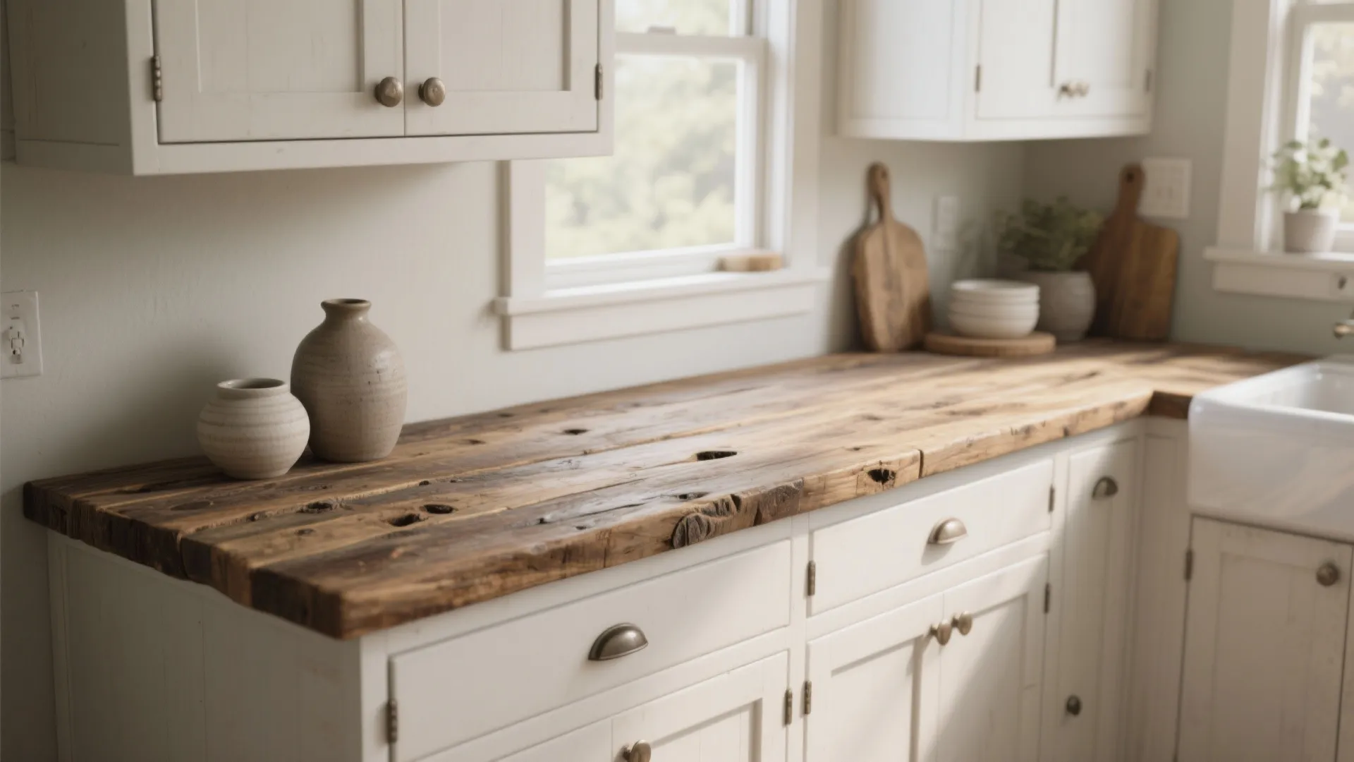 4. Reclaimed wood or salvaged tops for character