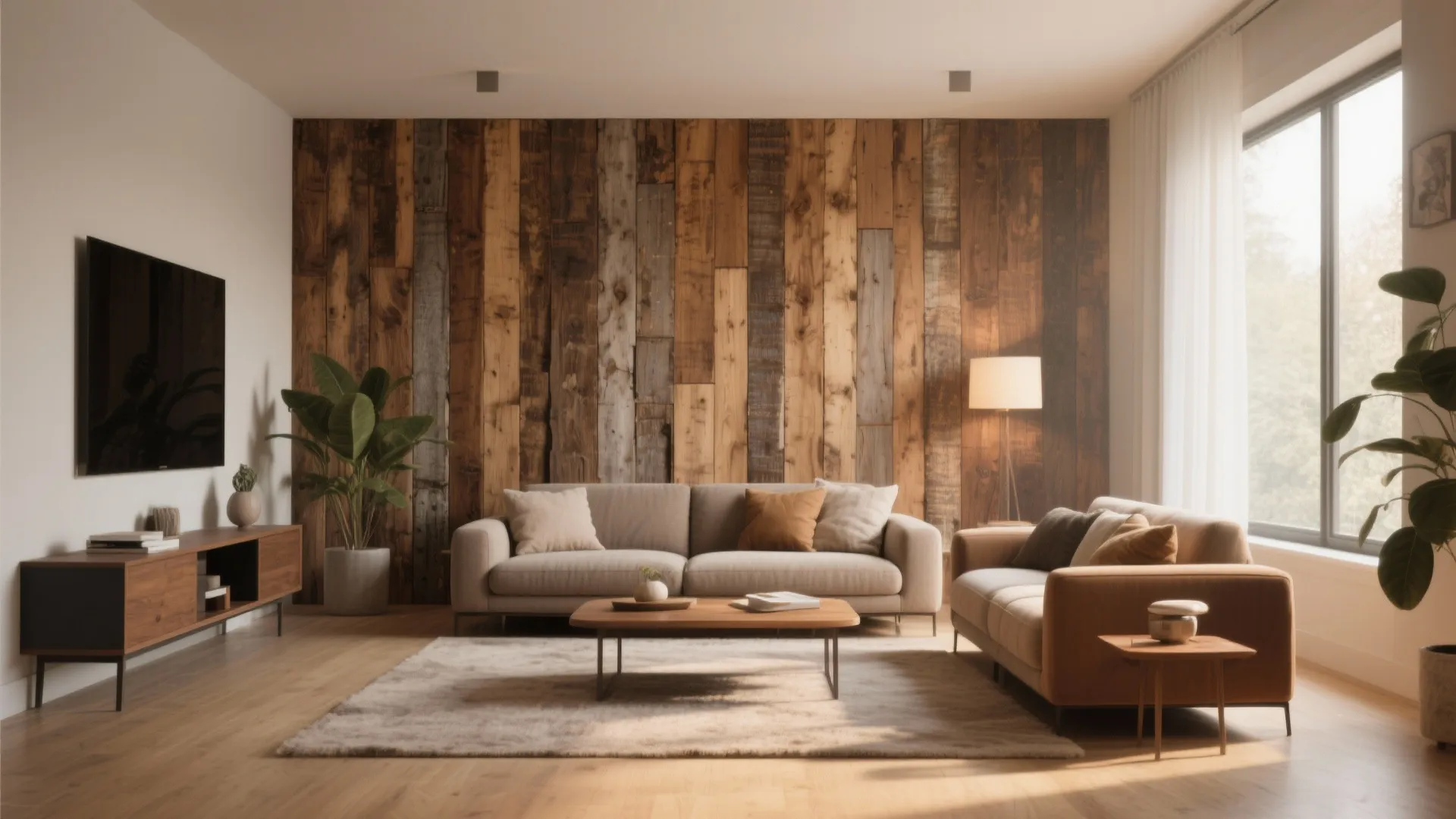 7. Accent wall with natural materials