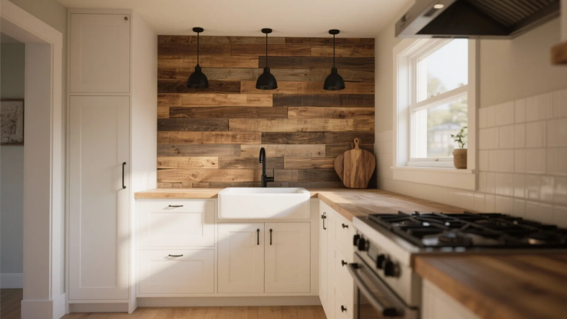 3. Reclaimed wood or butcher block accent