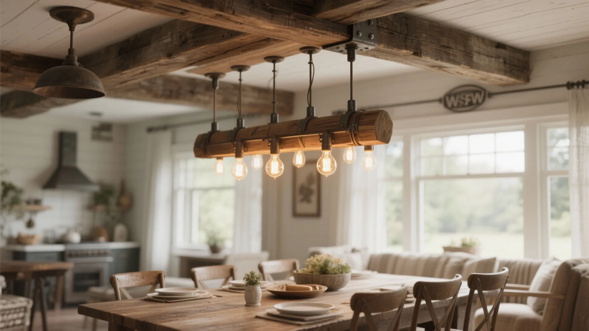 7. Reclaimed Wood Beam Lights