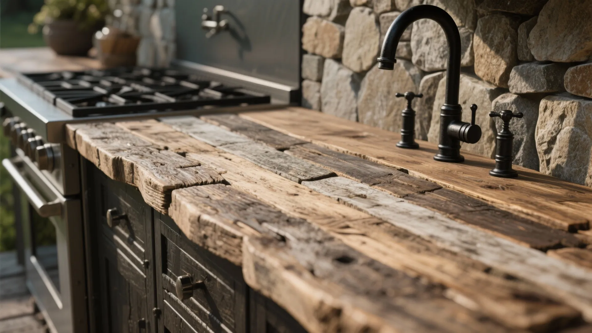1. Reclaimed Wood Counters