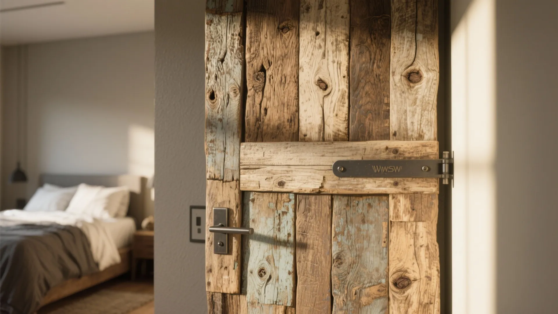 5. Reclaimed wood door for personality