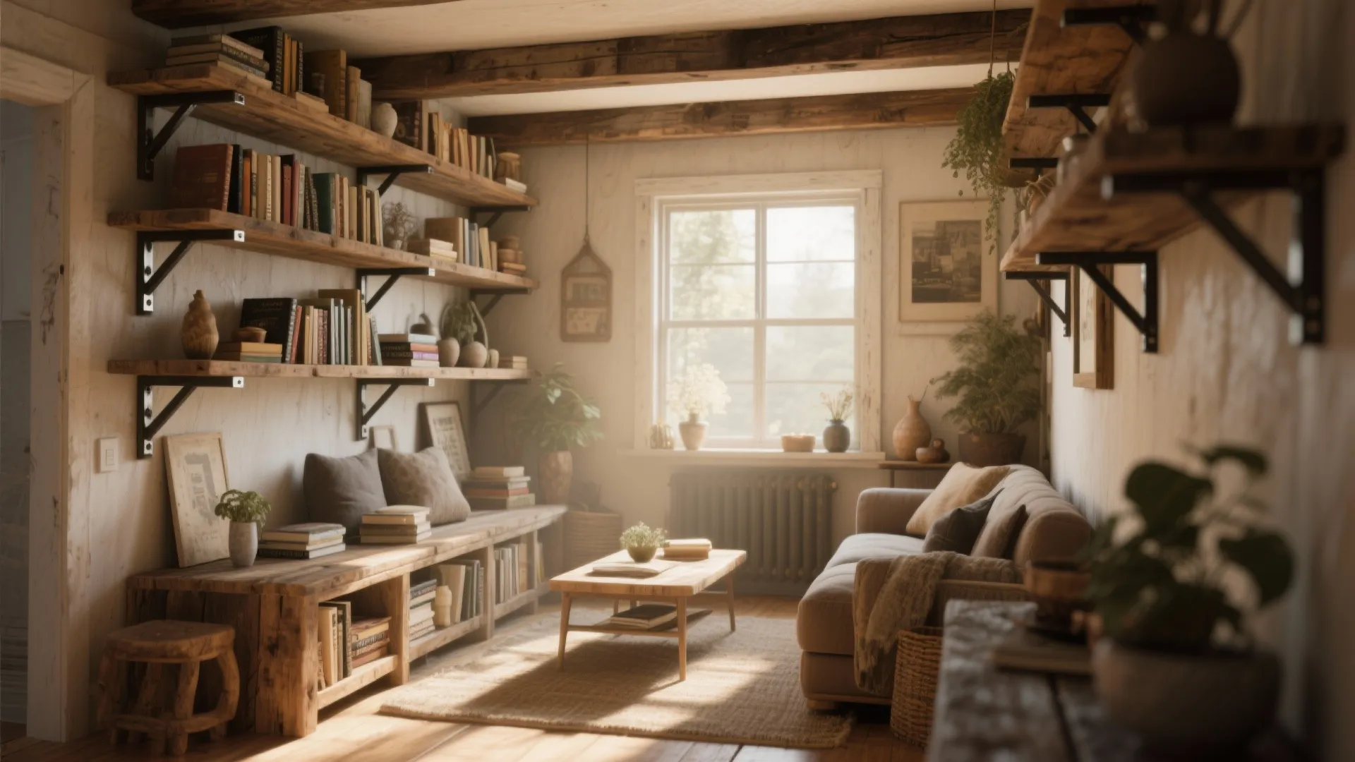 Open Shelving with Reclaimed Wood