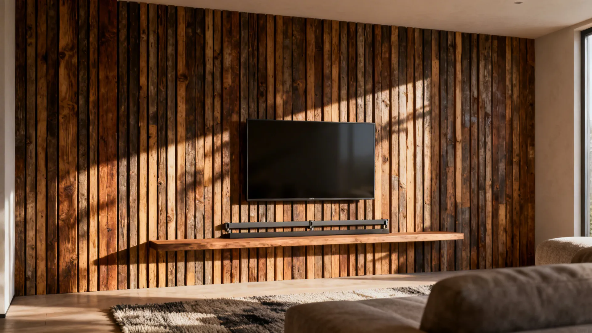 3. Textured panels or reclaimed wood slats