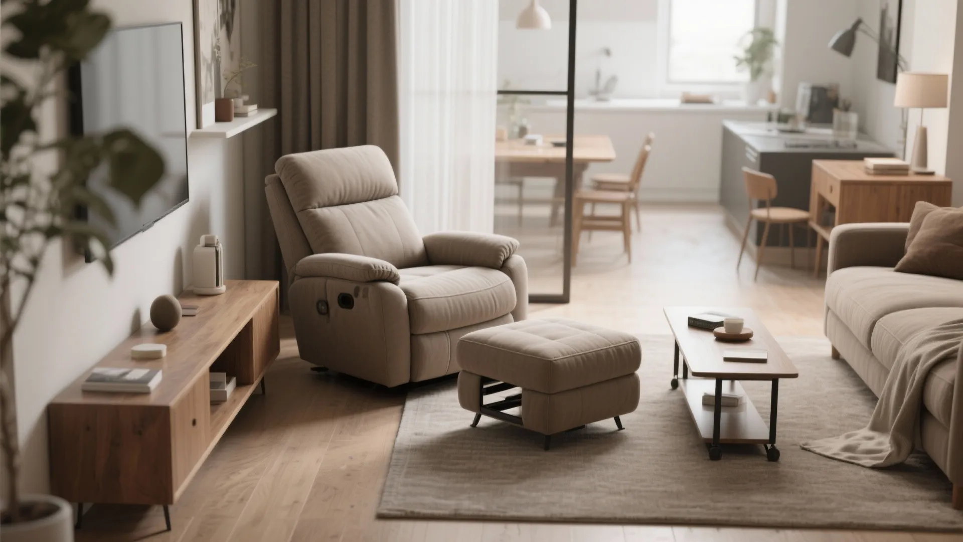 3. Make it multi-function: pair with compact tables or ottomans