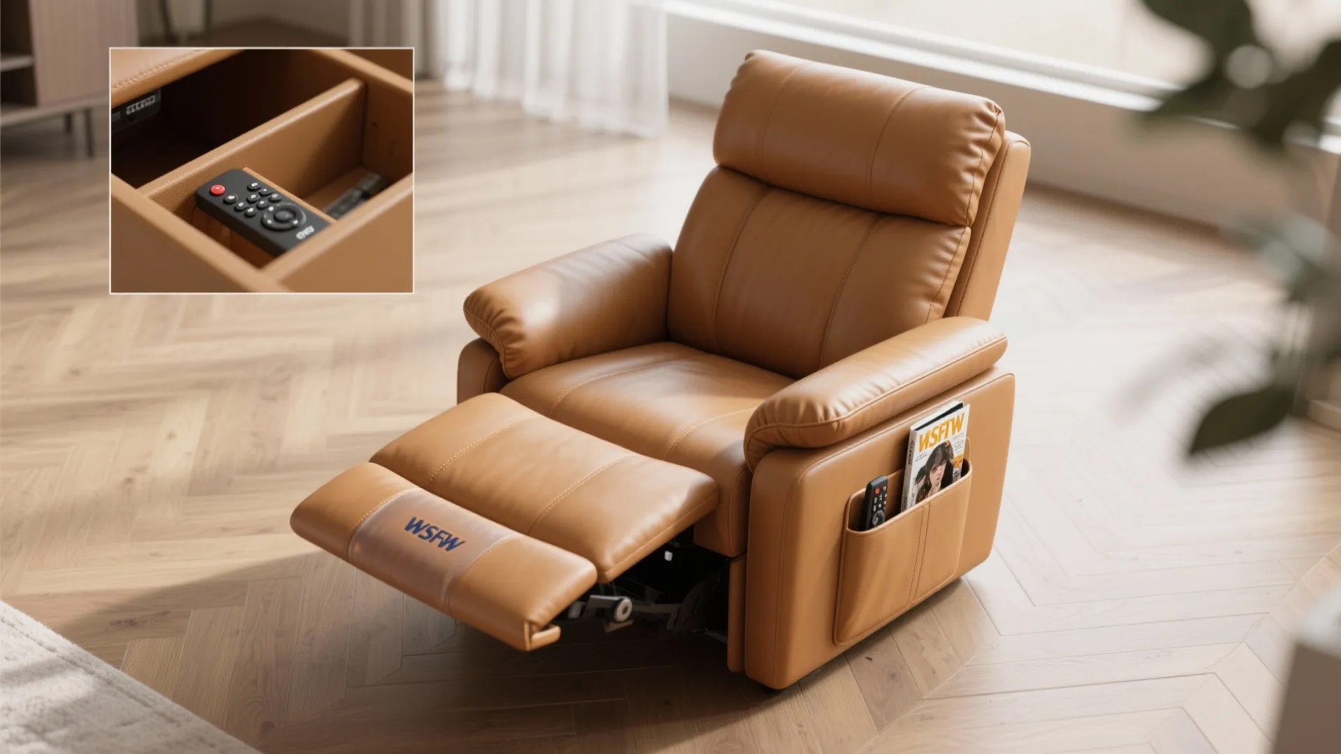 3. Multifunctional Leather Recliner with Storage