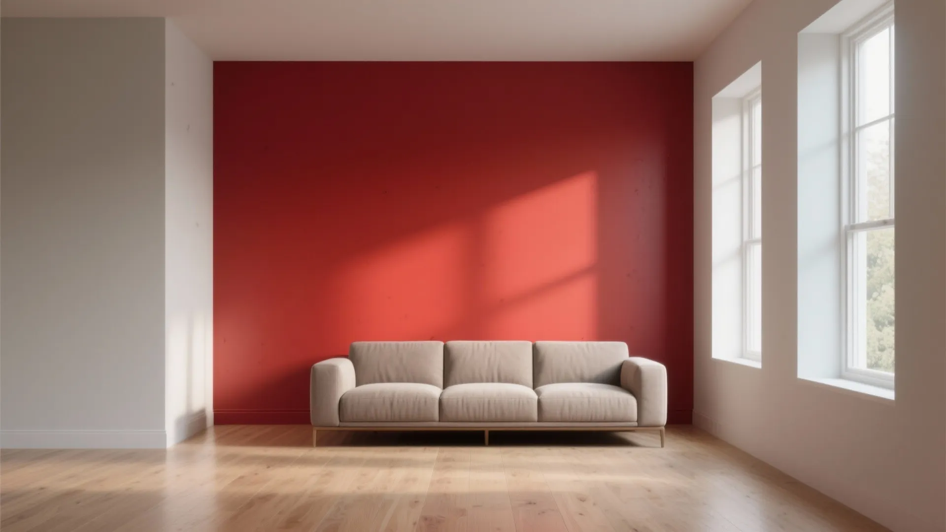 1. Use a red accent wall to create depth
