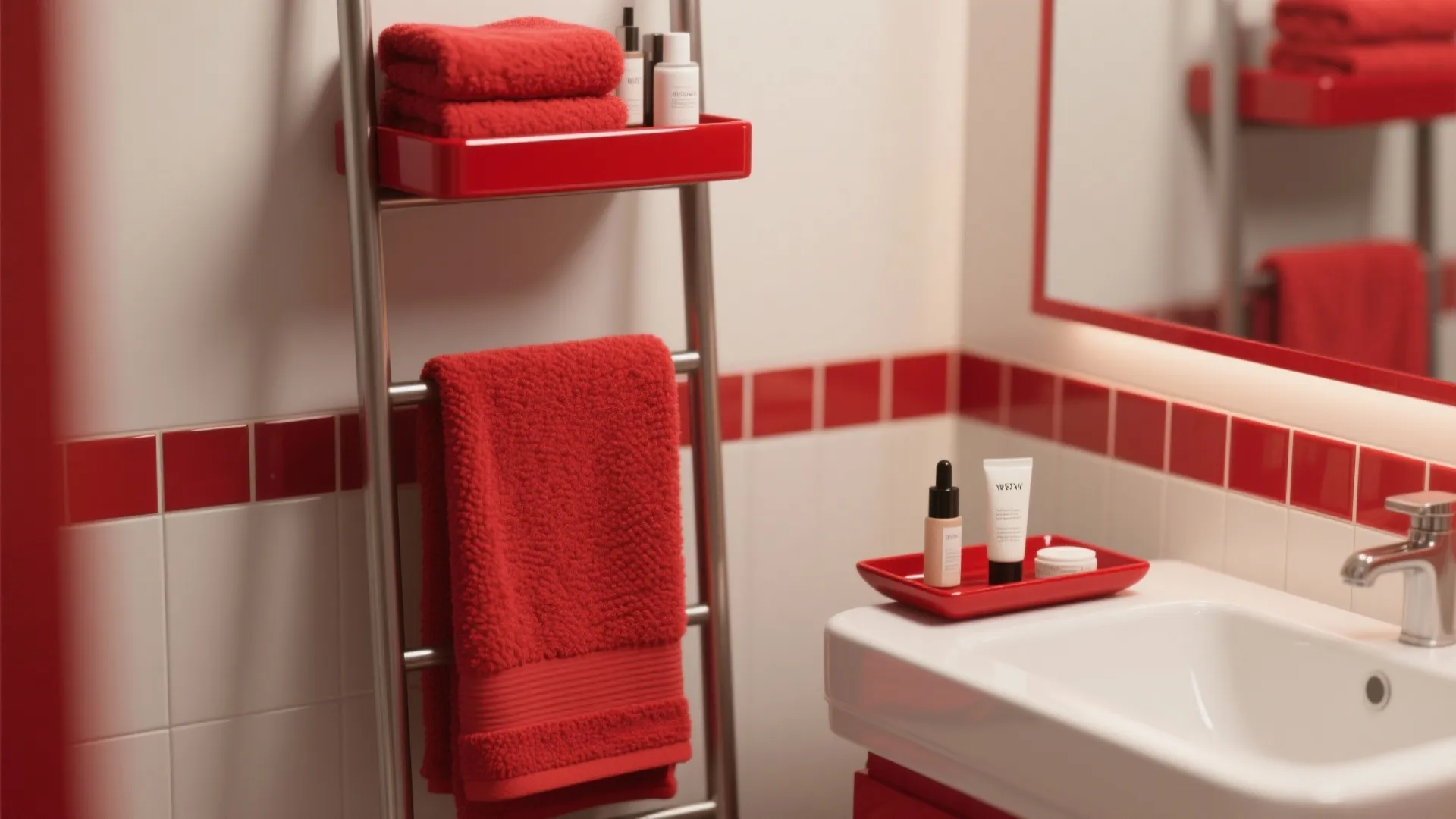 2. Bold lipstick-red accents