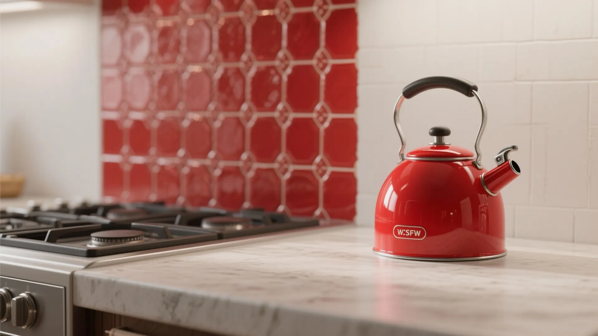 3. Use red in appliances or tiles for small punches