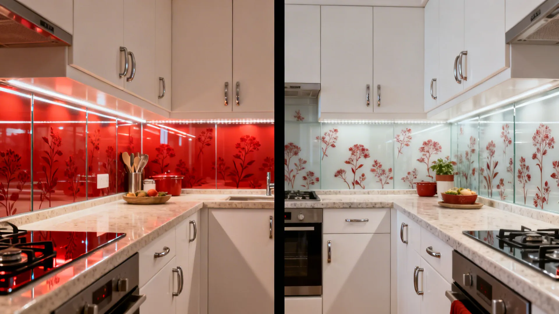 Red Floral Backsplash: Bold Accent, Easy Clean