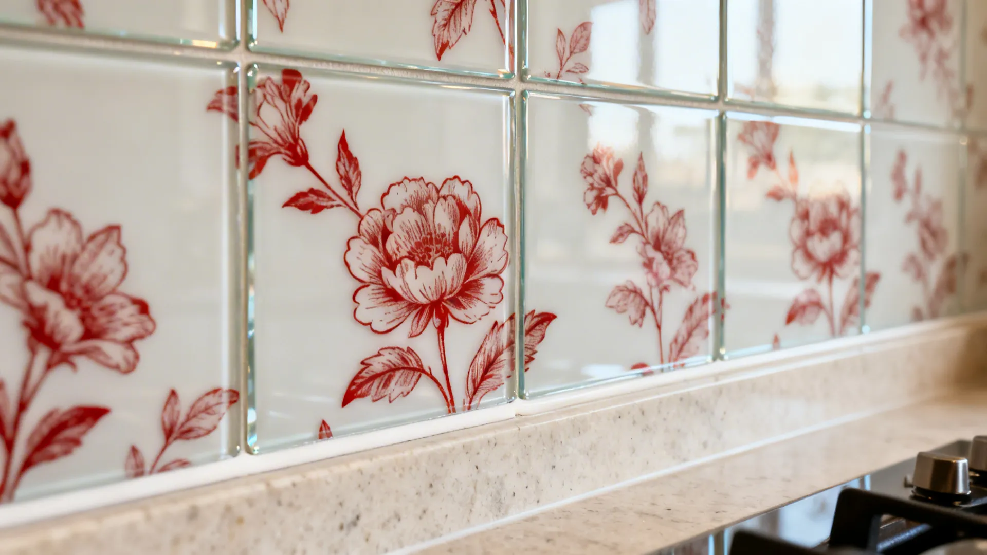 Red Floral Backsplash: Bold Accent, Easy Clean