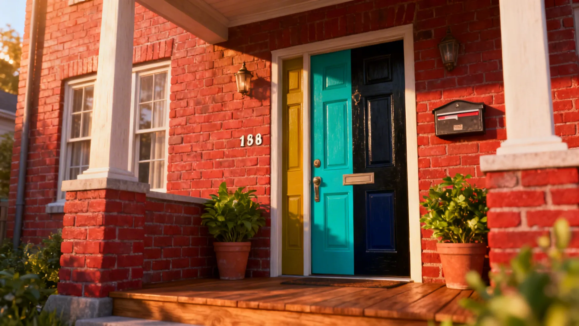 Bold Door Ideas for Red Brick Homes