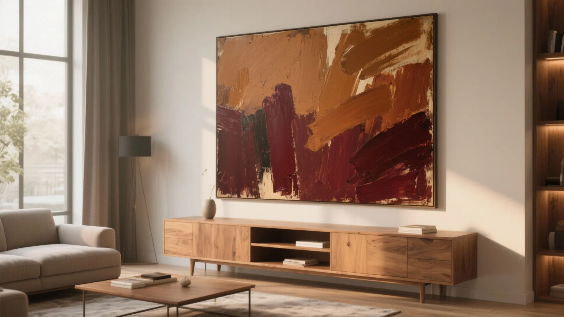 8. Red and Brown Artwork as Conversation Starters