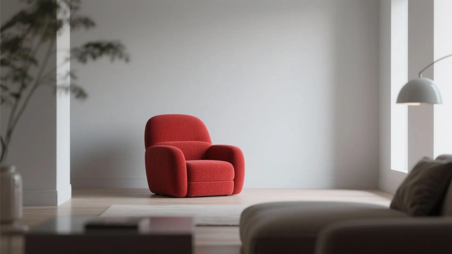 7. Red Feature Chair with Grey Backdrop