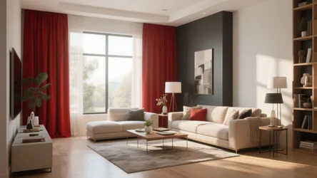 10 Bold Red Curtains Living Room Ideas