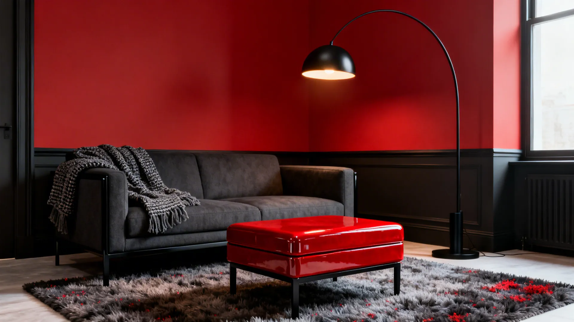 Red, Grey & Black Living Room Ideas