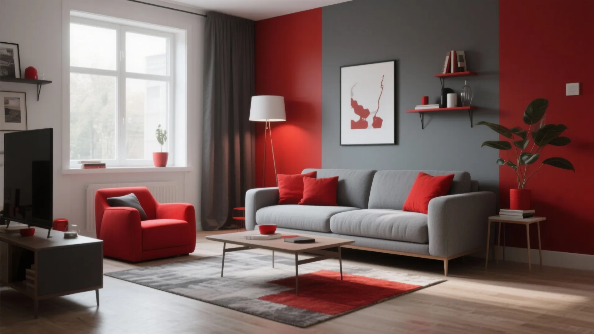 10 Living Room Ideas with Red and Grey: Stylish and Creative Ways to Combine Red and Grey in Your Living Room