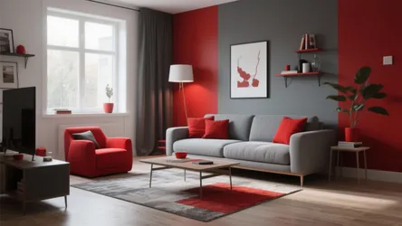 10 Living Room Ideas with Red and Grey