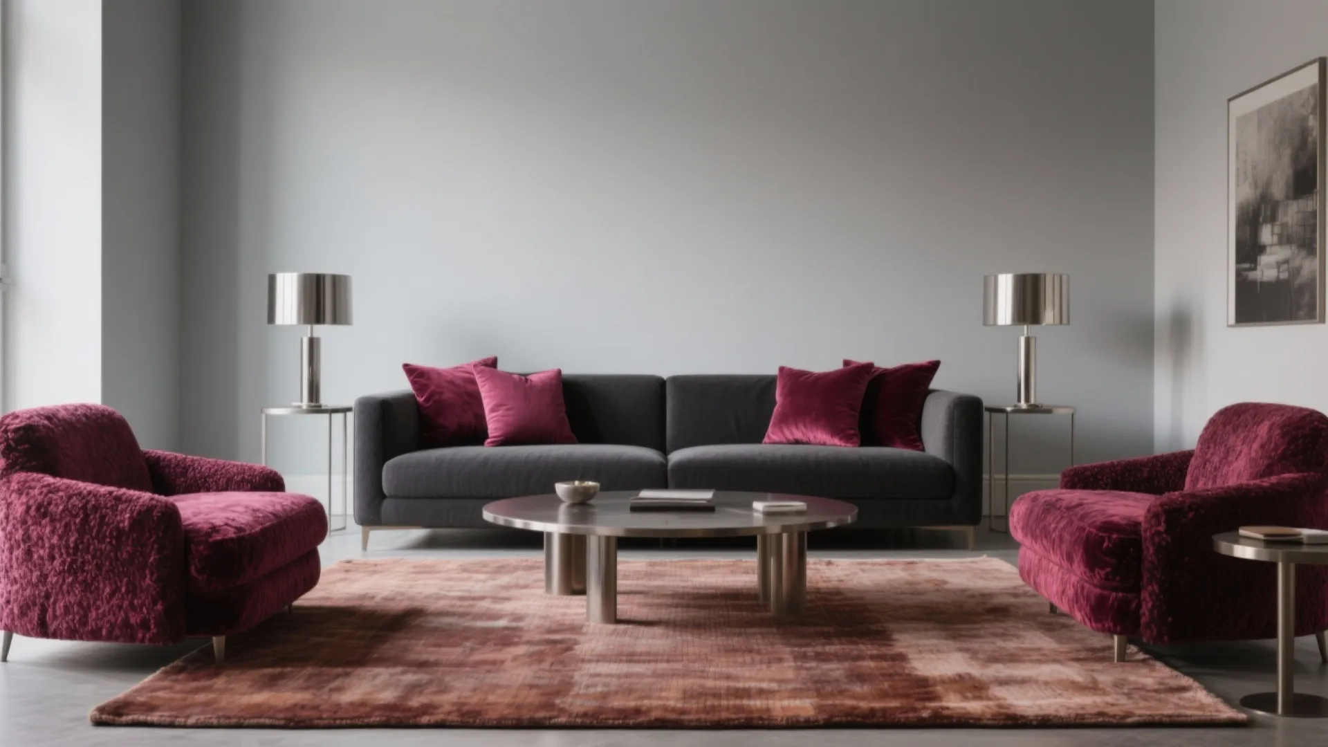 Red and grey with metallic highlights