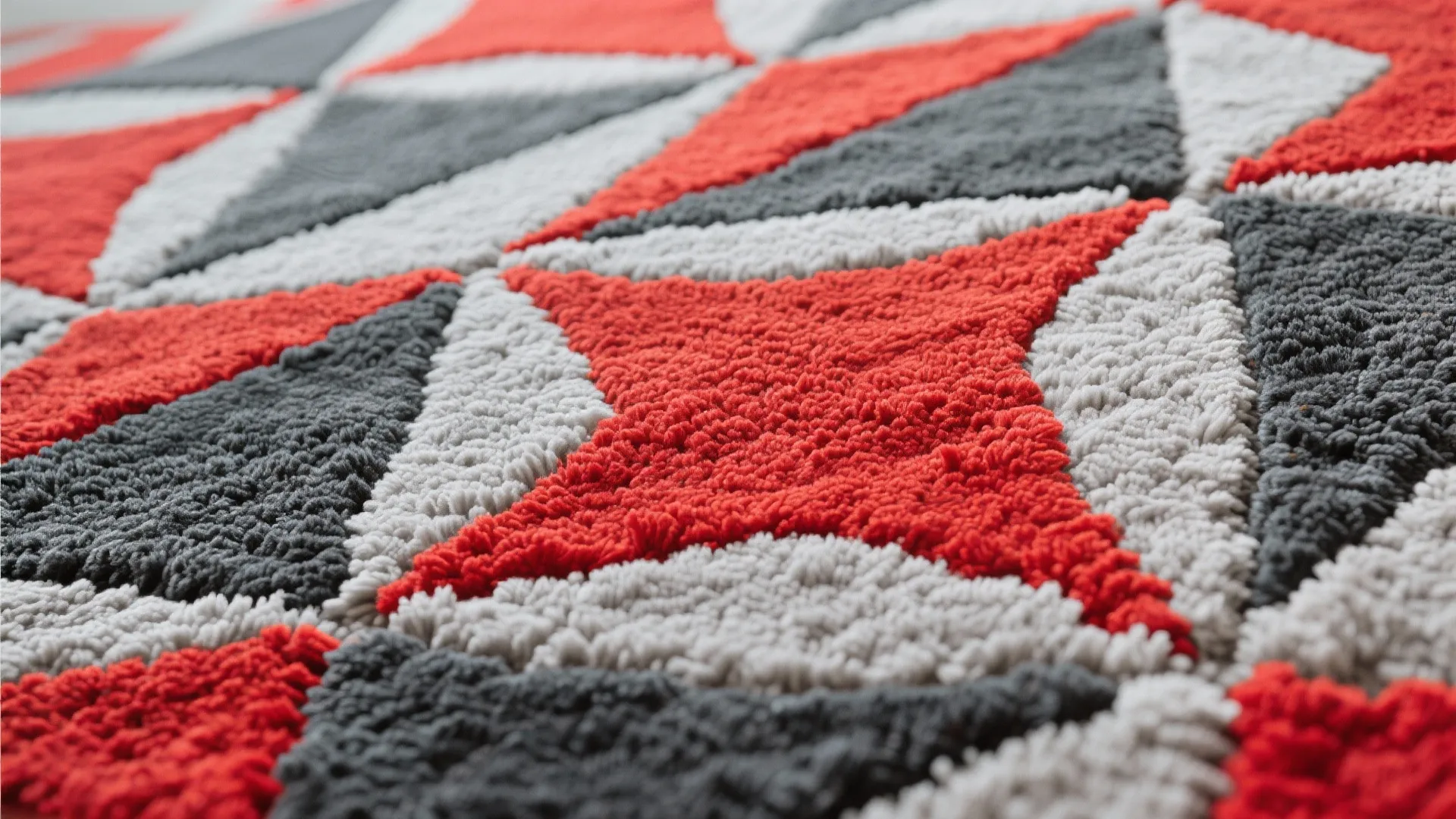 3. Red and Grey Geometric Rug