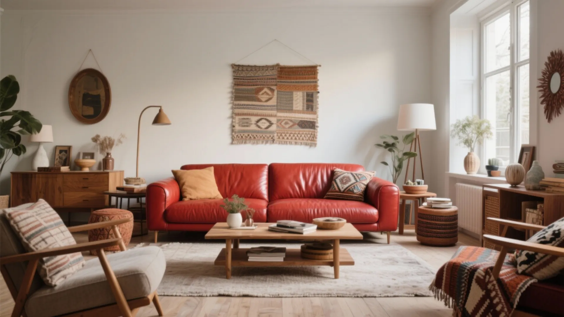 10 Red Leather Couch Living Room Ideas