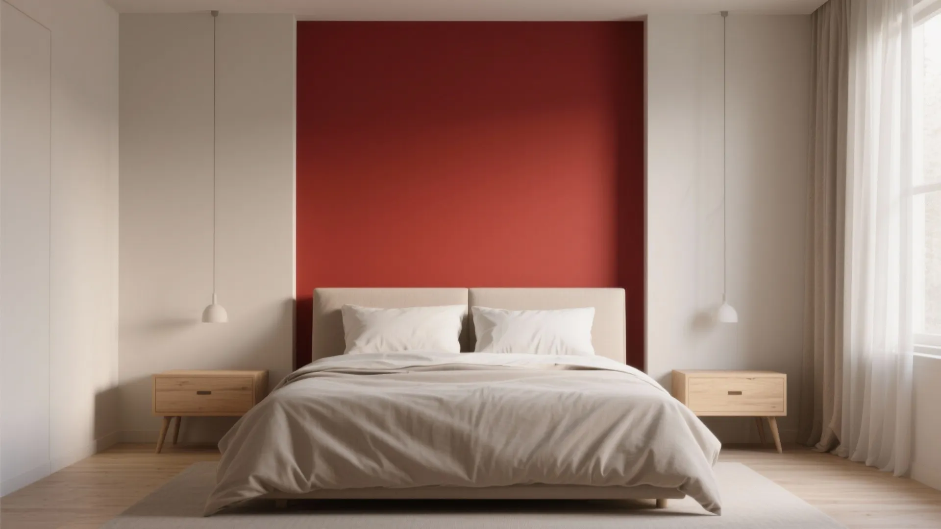 2. Red + Neutrals for Calm Contrast