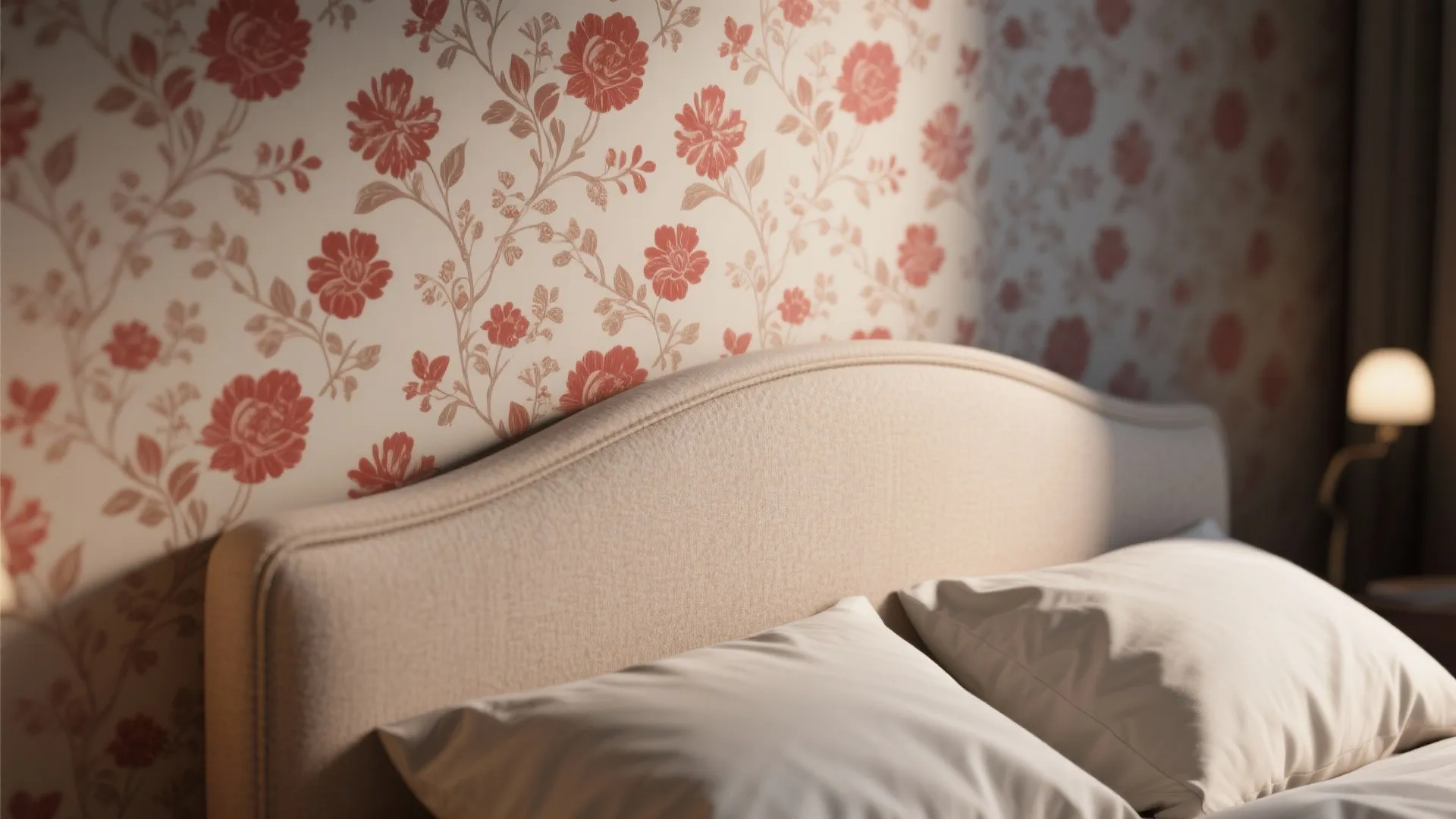 4. Patterned Wallpaper with Subtle Red