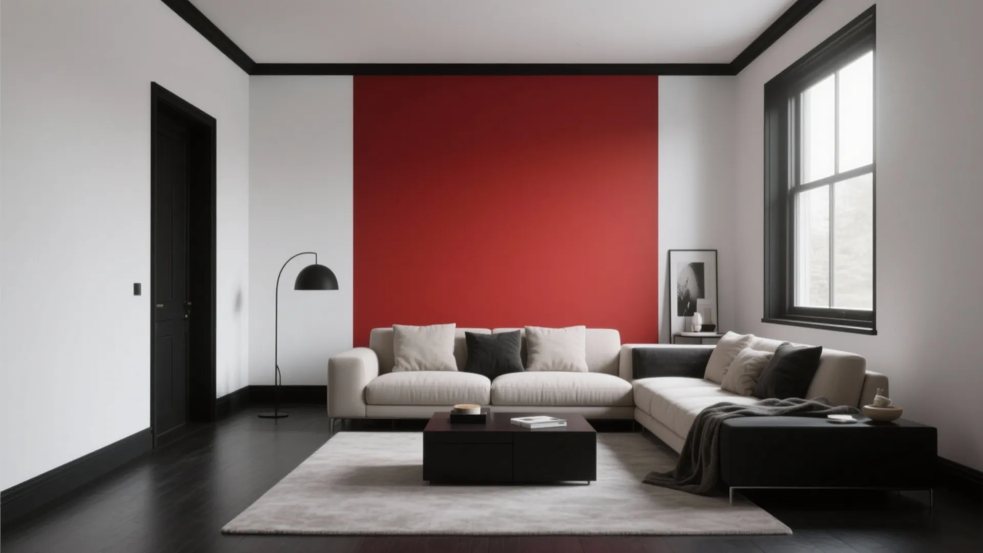 1. Monochrome Base with a Red Pop Wall