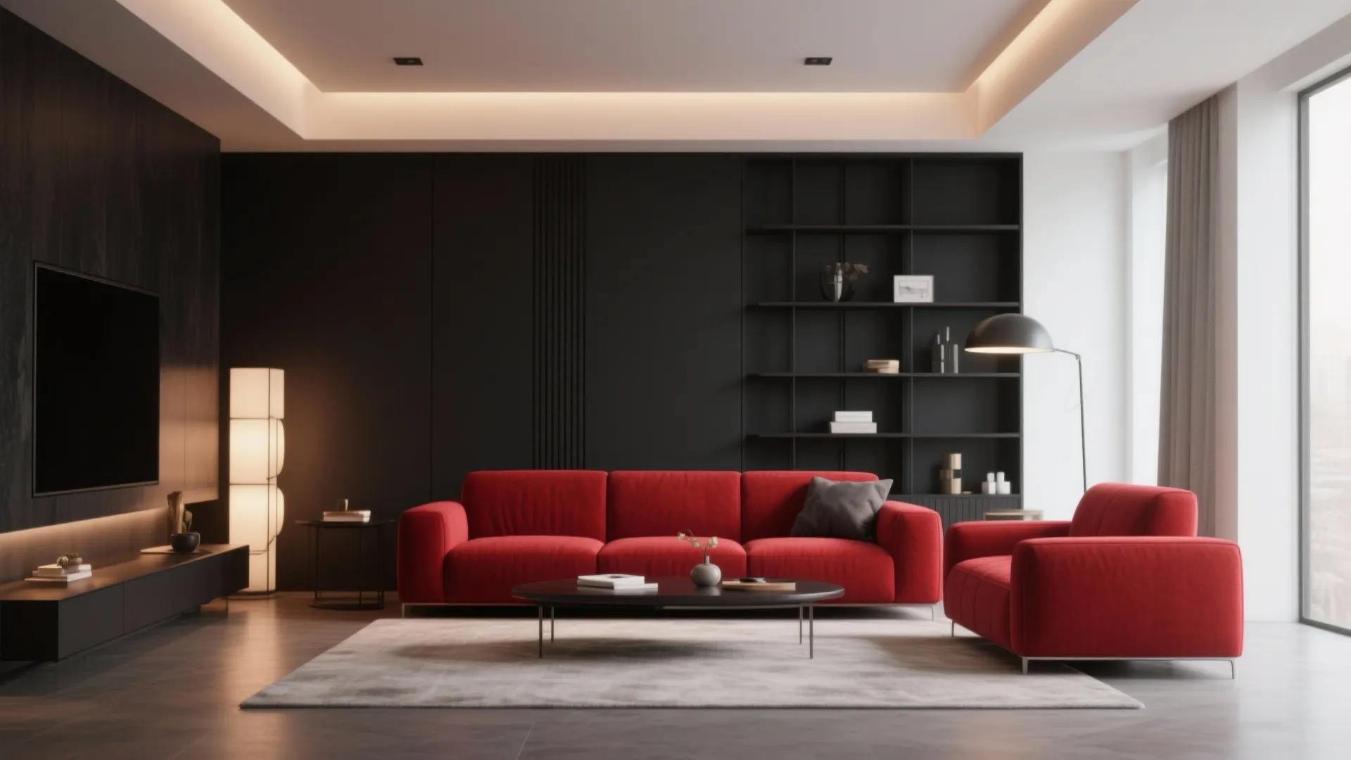 2. Red Sofa as the Statement Piece