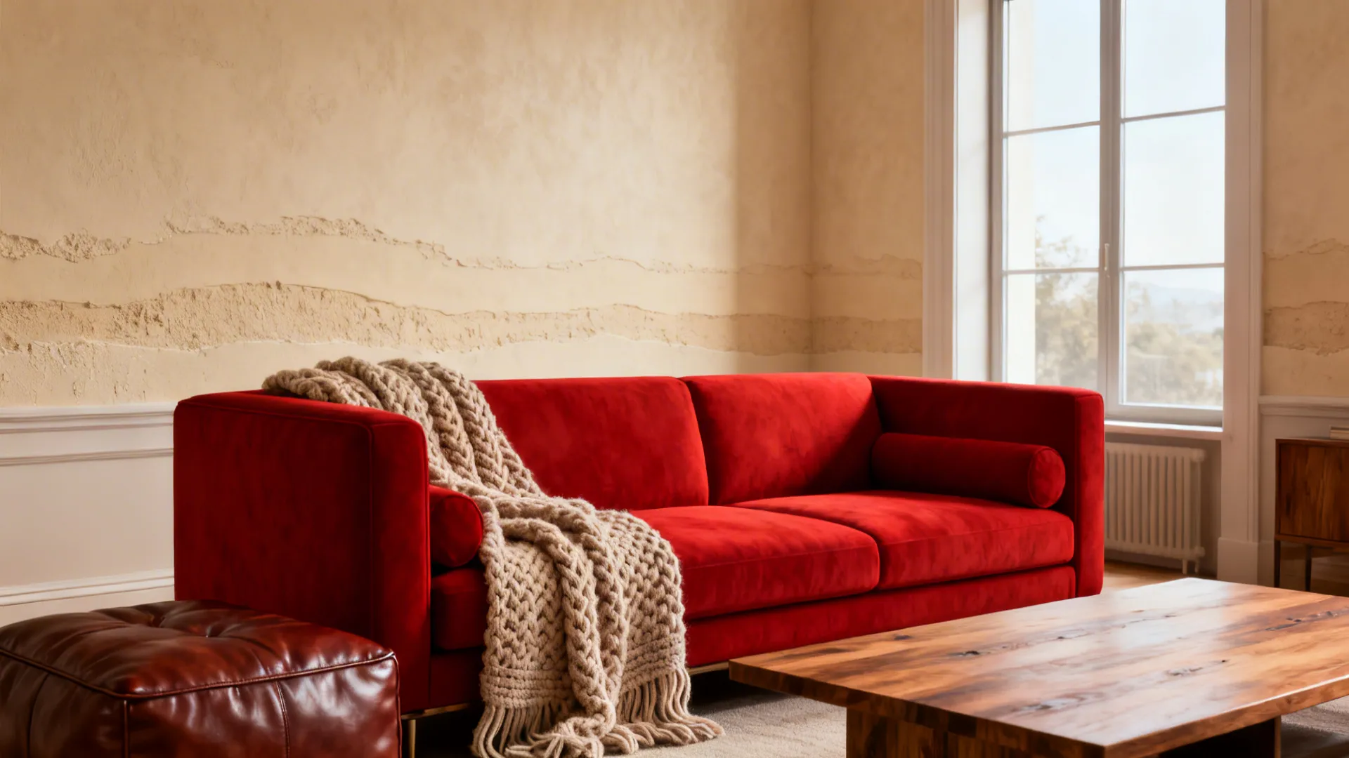 5 Living Room Color Ideas for a Red Sofa