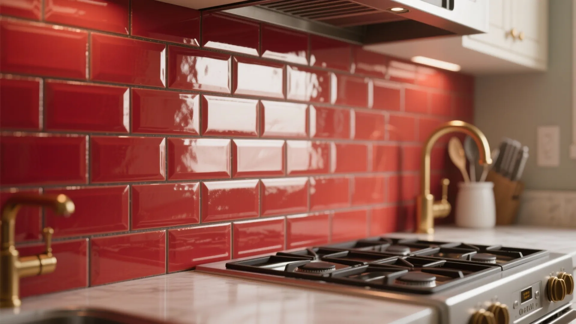 1. Accent Wall with Red Tiles