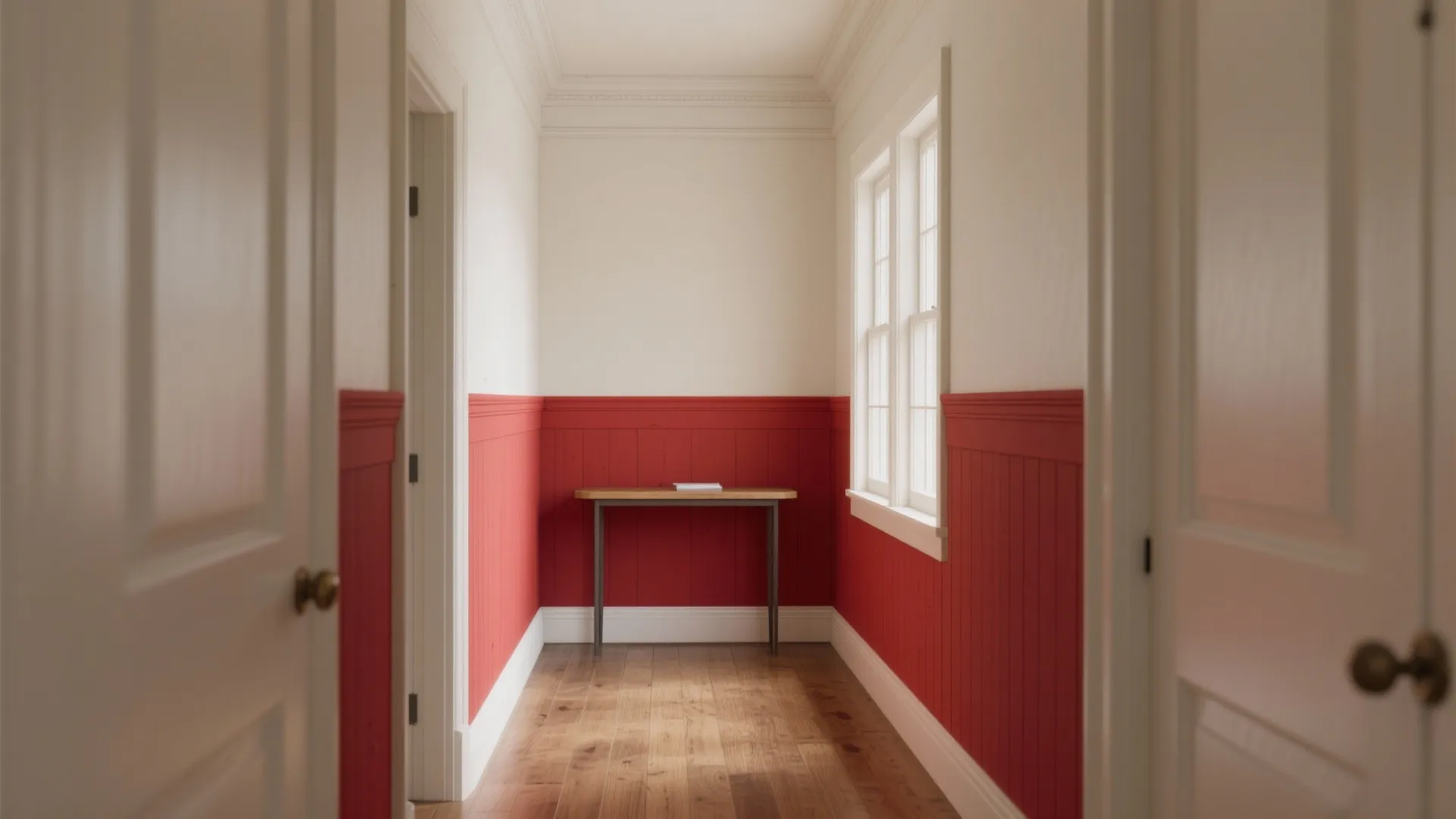 2. Go Low with a Red Wainscot or Lower Panel