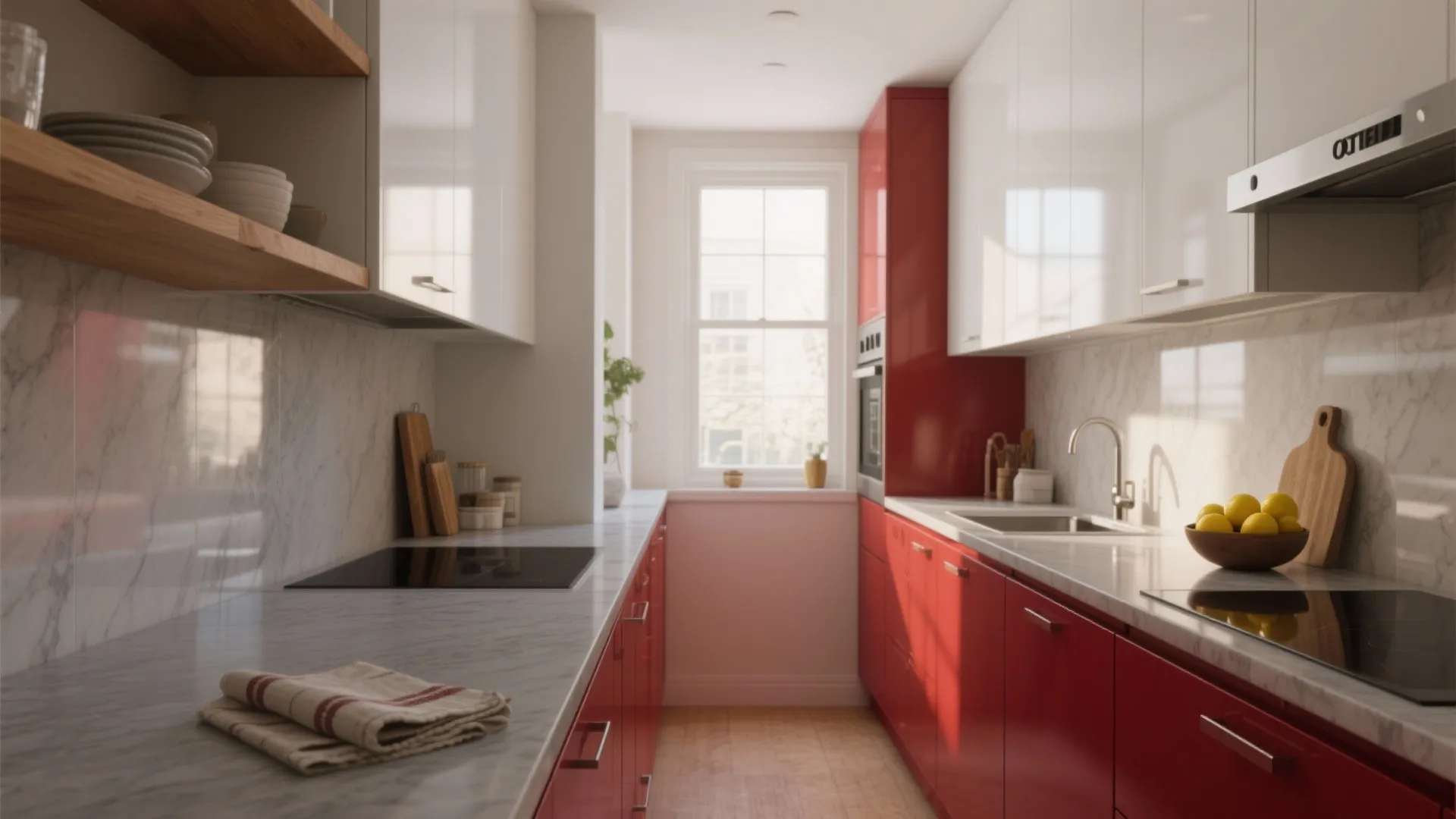 Red & White Kitchen Cabinets: 5 Big Ideas: Bold red and clean white — five practical design inspirations for small kitchens