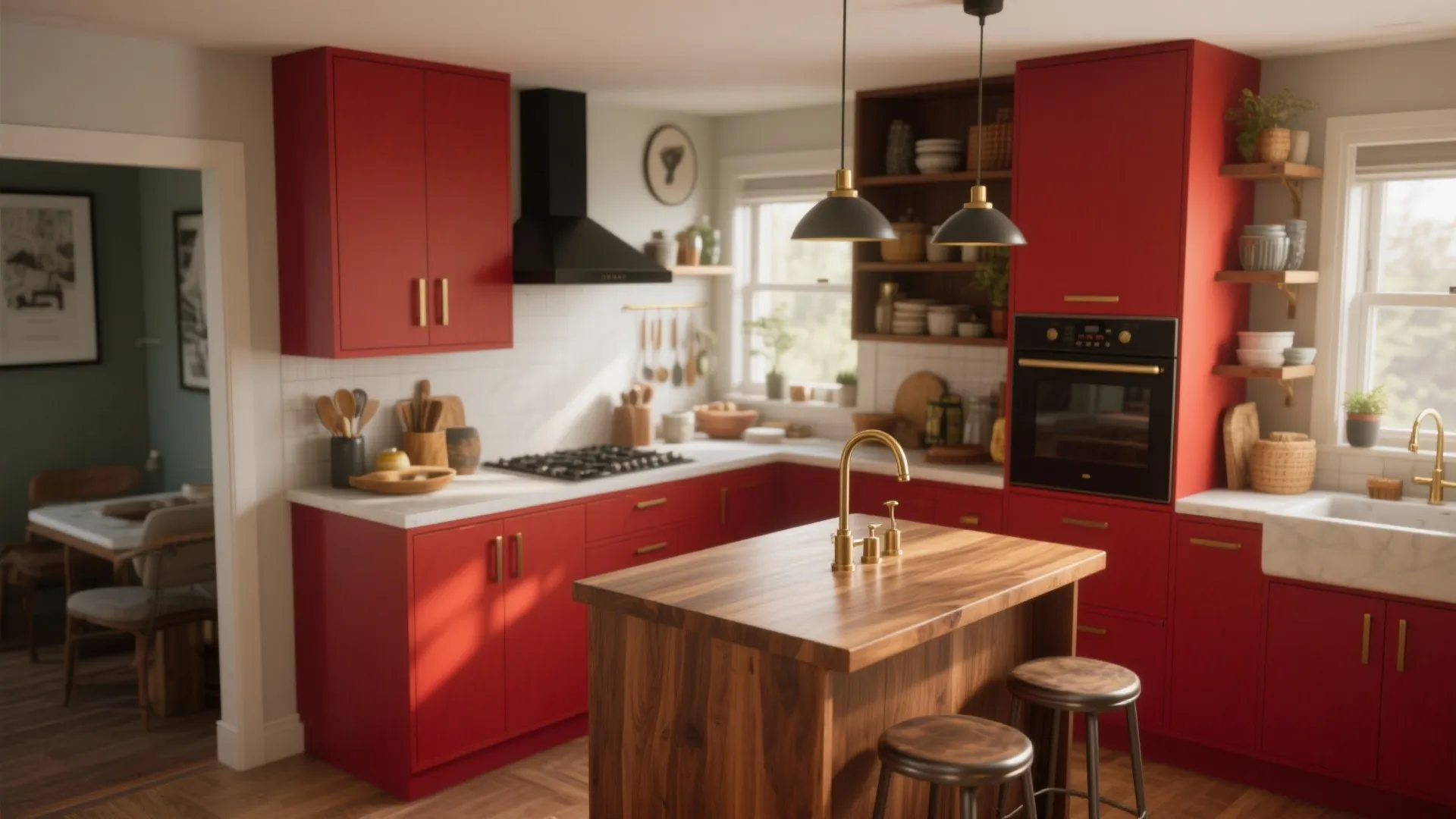 4. Balance intensity with warm woods and soft metals