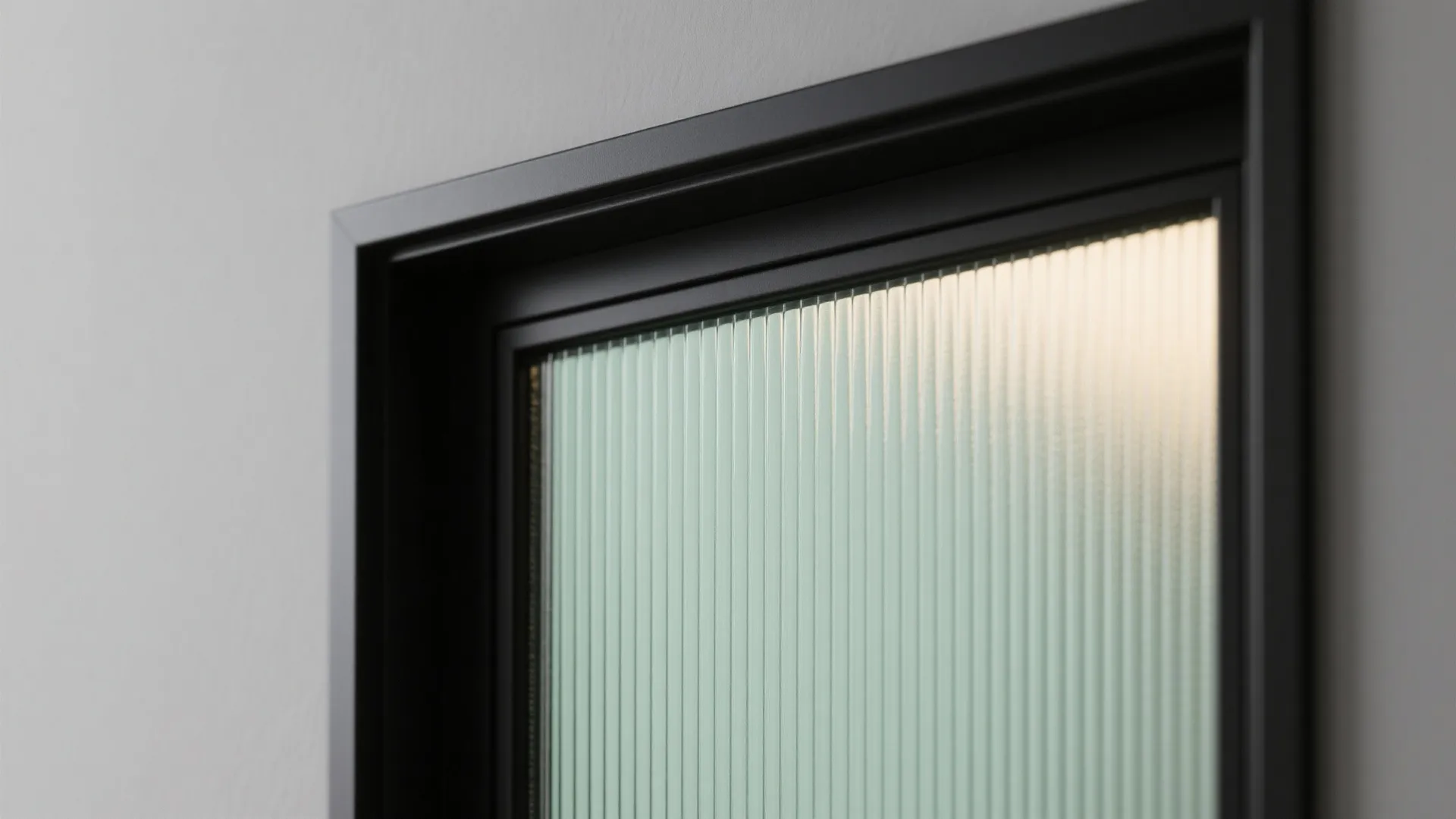 3) Matte black aluminium frame + reeded glass