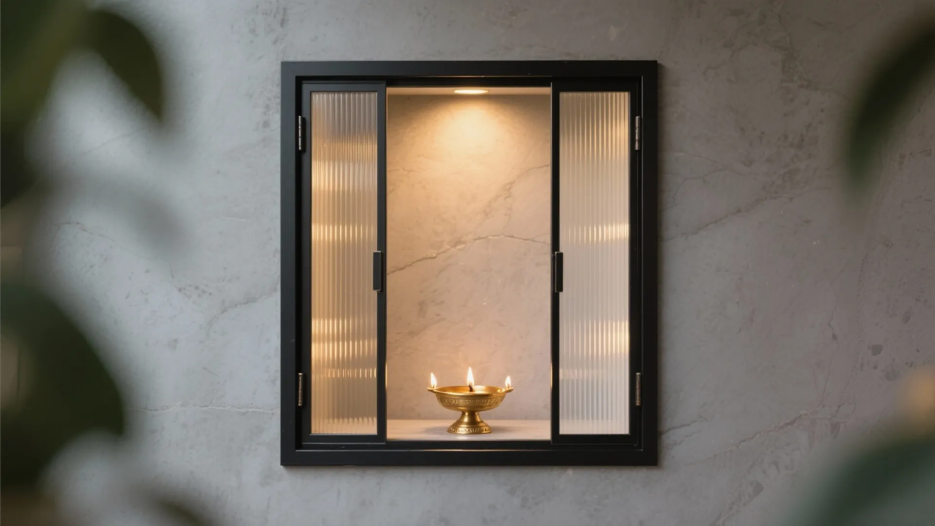 Reeded Glass Panels in Slim Black Frames