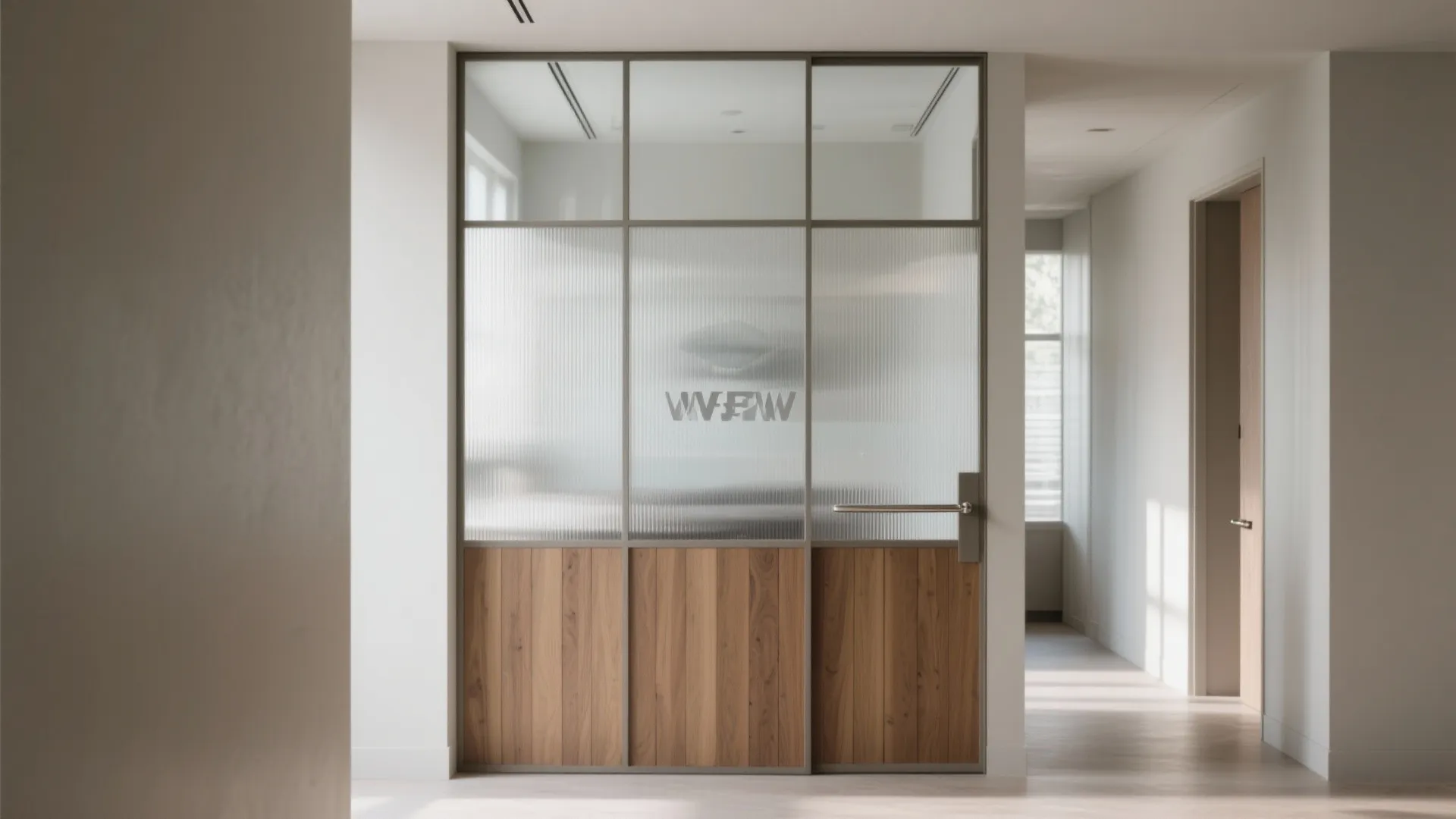 Idea 4: Half-glass board door (reeded for privacy)