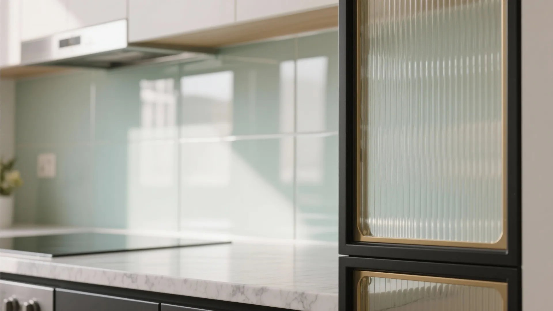 Glass accents and backsplash to boost light flow